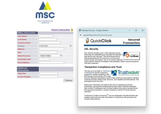 MSC online bill pay page screenshot
